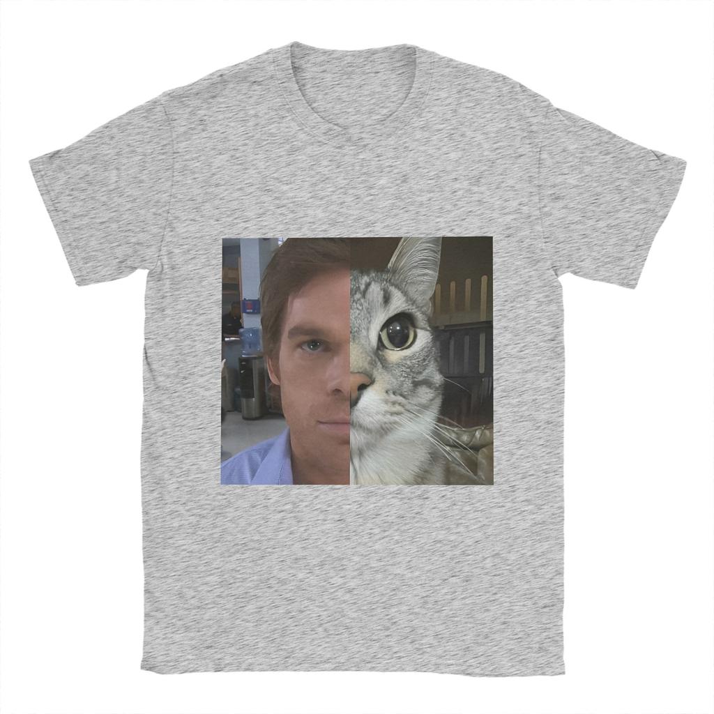 Hipster Dexter Pánská trička s kulatým výstřihem z čisté bavlny Morgan Cat Trička s krátkým rukávem Letní oblečení