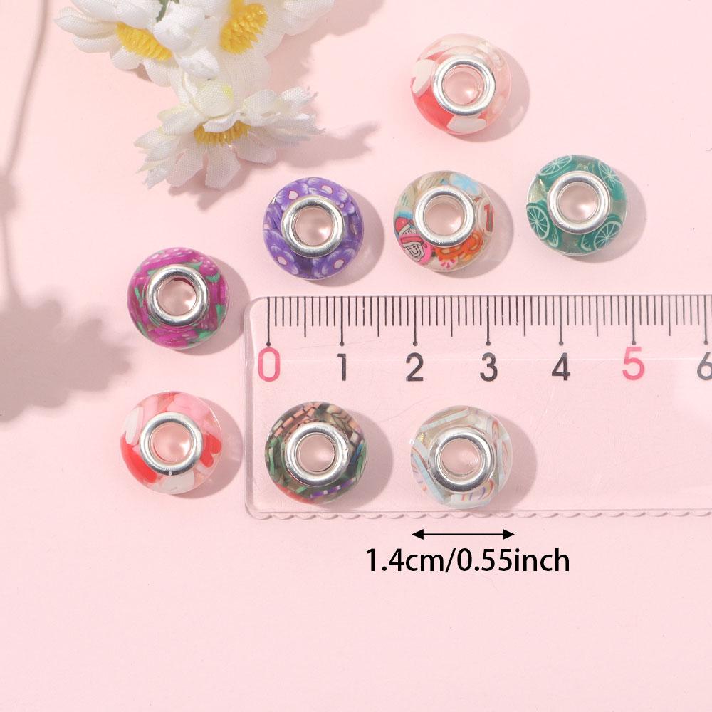7/14/21pcs resin macroporous beads, various European beads, transparent spacer beads, flower beads, jewelry making, DIY crafts, bracelets,
