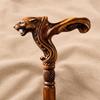 Hand Carved Panther Walking Stick Wooden Jaguar Head Cane Ergonomic Walking Aid Handmade Gift for Men Decorative Staff