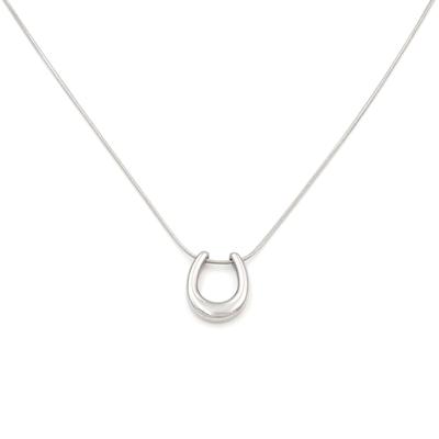 [ZIYMU] U-shaped Horseshoe Pendant Necklace with Snake Chain, Surgical Stainless Steel, 40cm, Silver P072s