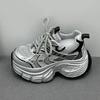 Silver Stacked Inner Height-increasing Women's Shoes 2025 New Summer Ins Internet Celebrity Platform Muffin Sports and Leisure Dad Shoes