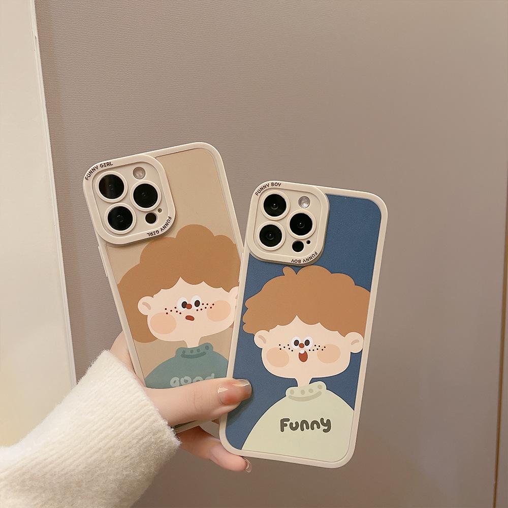 Cartoon Couple Iphone15 Apple 16 Mobile Phone Case 14pro Matte Soft 11 Suitable for Xs Max Cute