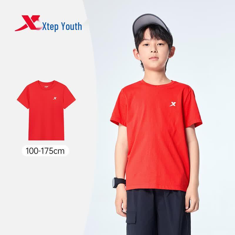 Xtep Youth Letter Print Cotton Short Sleeve T-Shirt