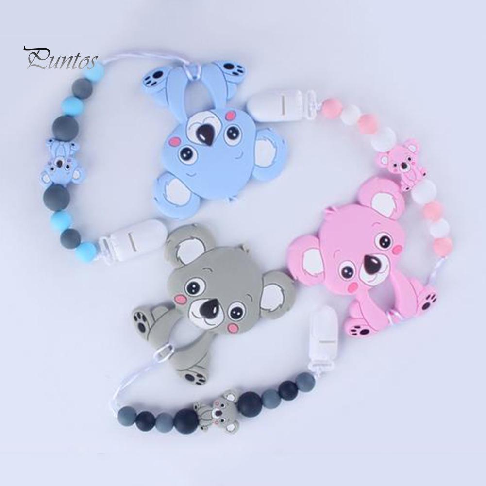 Puntos Cartoon Baby Food Grade Silikon Koala Beißring Schnuller Clip Kette Zahnen Spielzeug