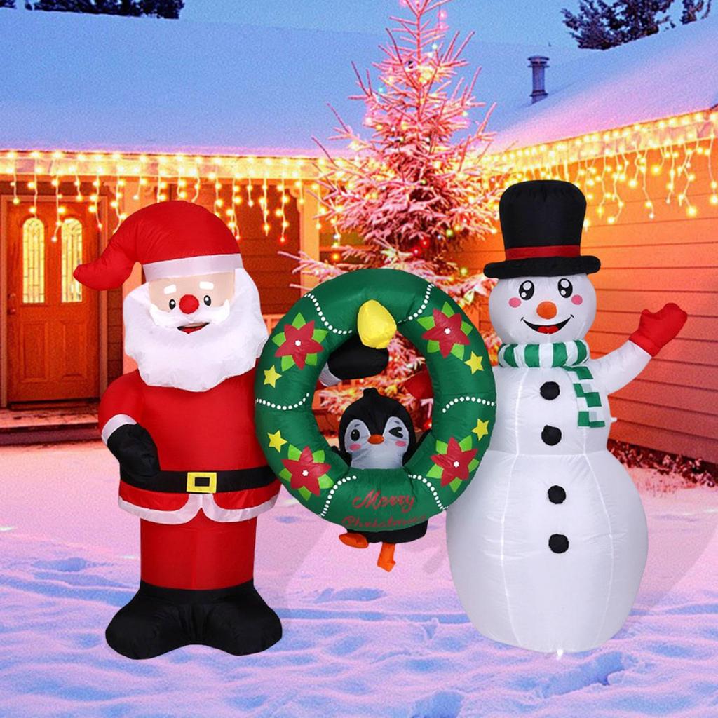 Large Inflatable Santa Christmas Decorations Outdoor LED Snowman Penguin Polyester Ornament for Winter Yard Party