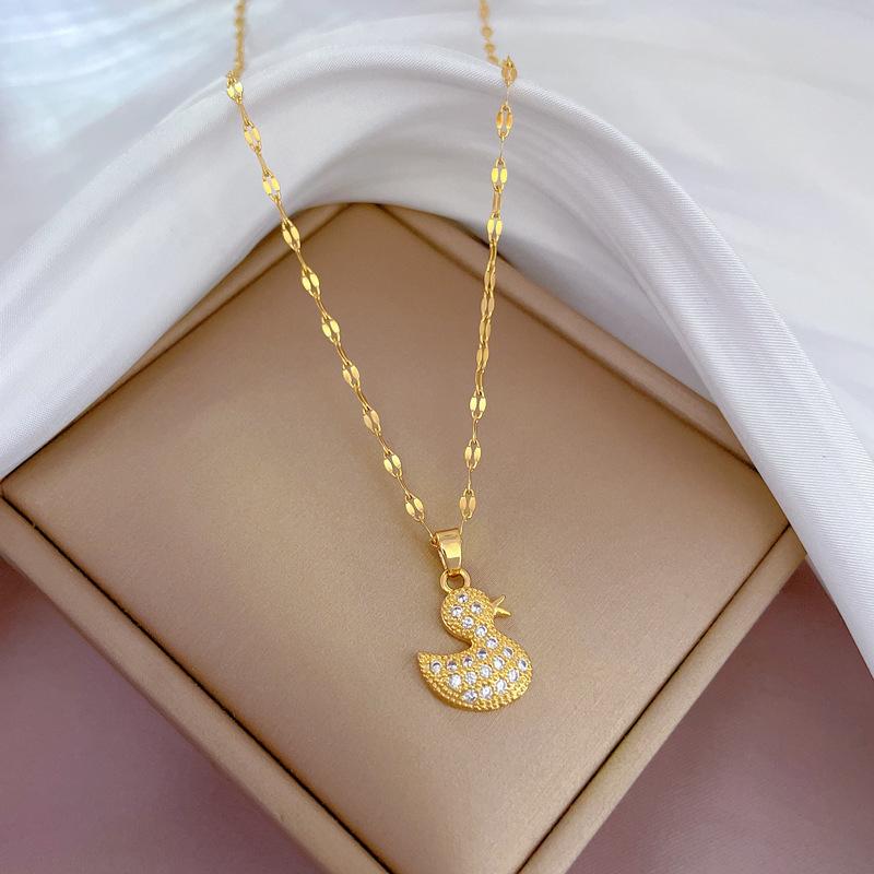 Light Luxury Full Diamond Duckling Zircon Light Luxury Design Versatile Korean Style Niche Design Live Necklace