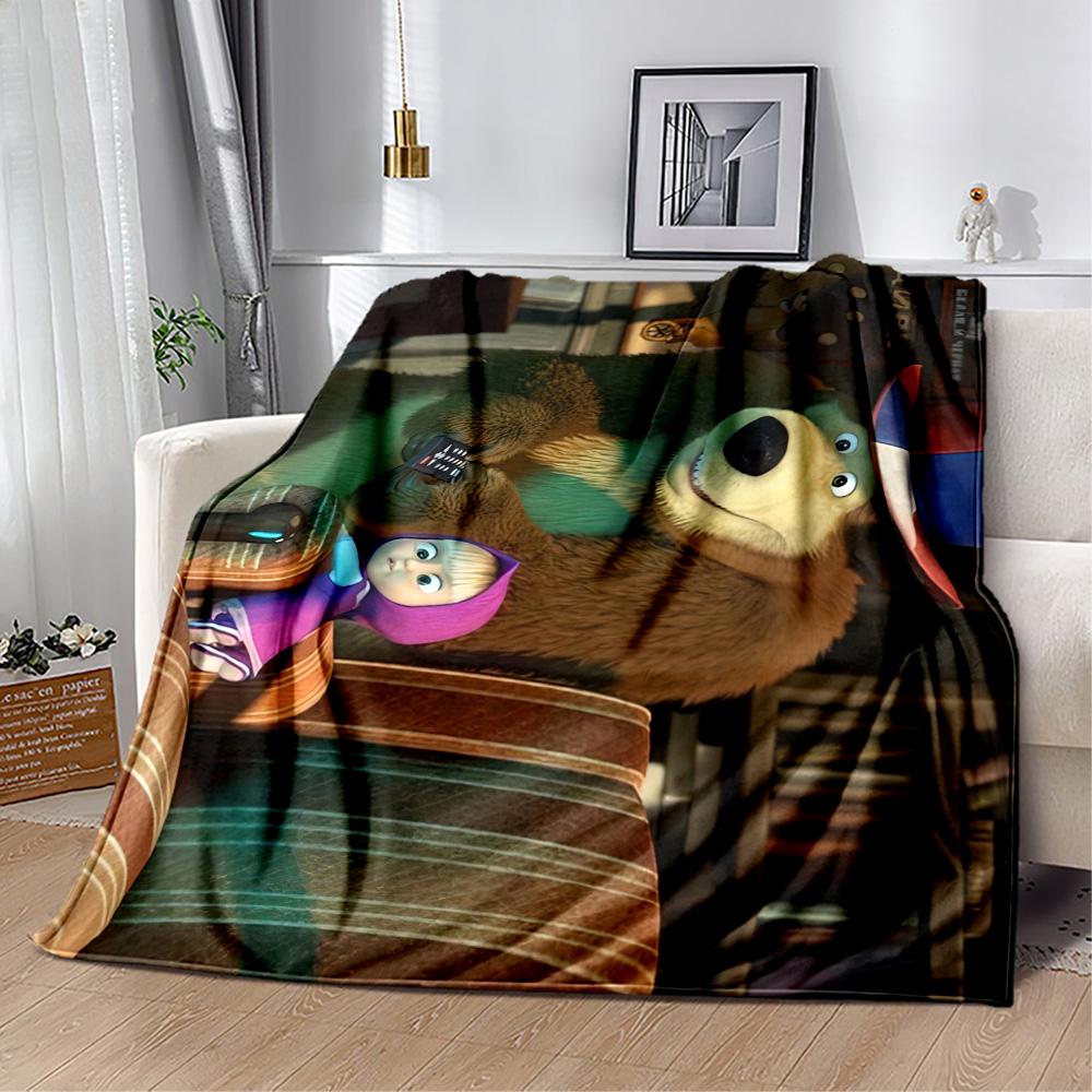Masha Bear Blanket Warmthful Decor Great for Bedding Office Chair Office Four Seasons Universal Digital Print