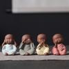 1PC Boutique Tea Pet Mini Ceramic Monk Ornament Zen Creative Handmade Tea Ceremony Tea Table Desk Decoration Buddha Figurines