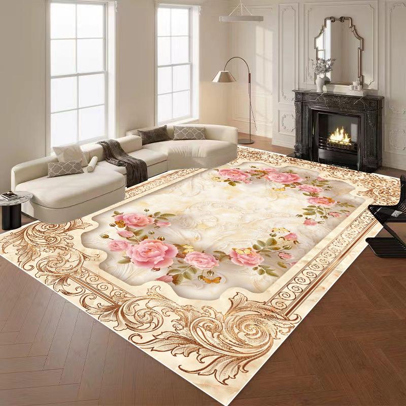 European Luxury Carpets for Living Room 3D Flower Decor Rug Large Bedroom Decoration Cloakroom Rug Non-slip Floor Mat Washable