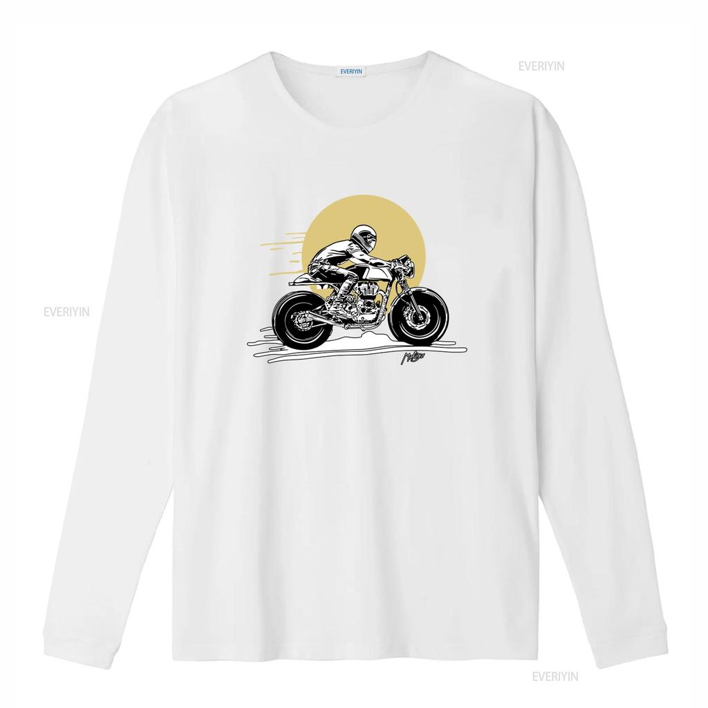 Stylish Mens Motorcycle Rider Print T Shirt In Black with Grey and Yellow Details Sizes S To 5XL Vintage Washed Versatile