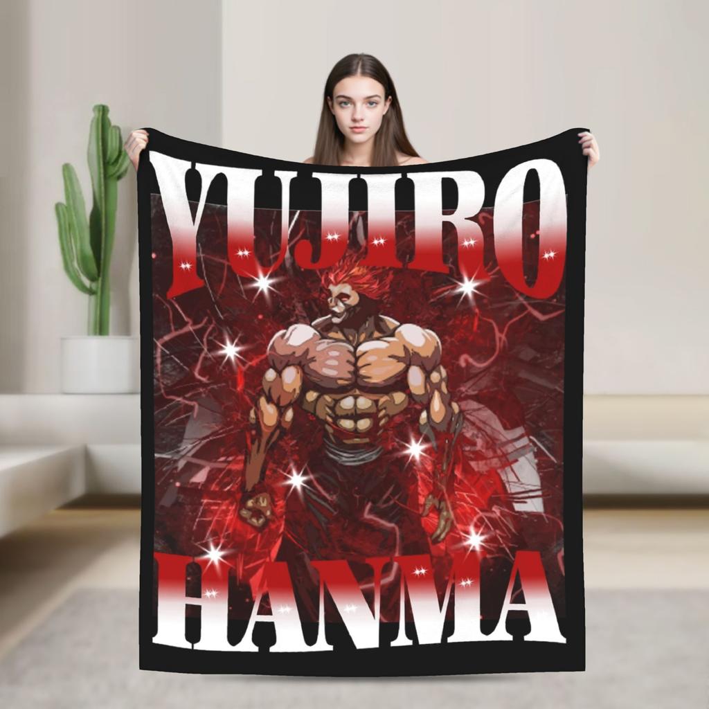 Yujiro Hanma The Strongest Creature Baki Blankets Flannel Winter Breathable Warm Throw Blanket for Home Travel Bedspread