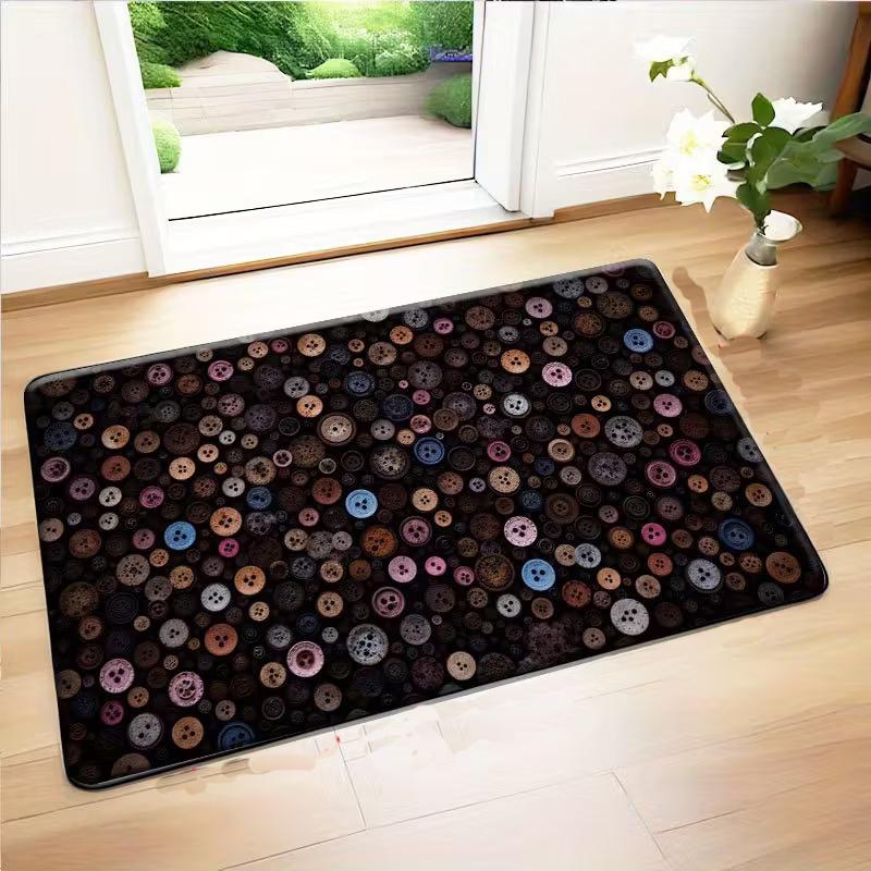 3D Colorful Button Entrance Door Mat Clothing Button Door Mat Kitchen Bathroom Non Slip Mat Home Decoration Welcome Mat