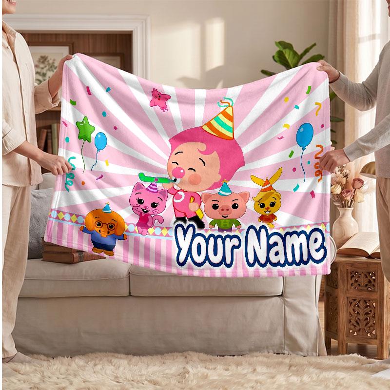 Coperta in Flanella Personalizzata El Payaso Plim Plim, Testo Nome Stampato Personalizzato, Coperta Calda Morbida per Divano Letto