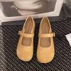 Retro leather flats for women's spring new soft-soled one-word buckle with Mary Jane single shoes