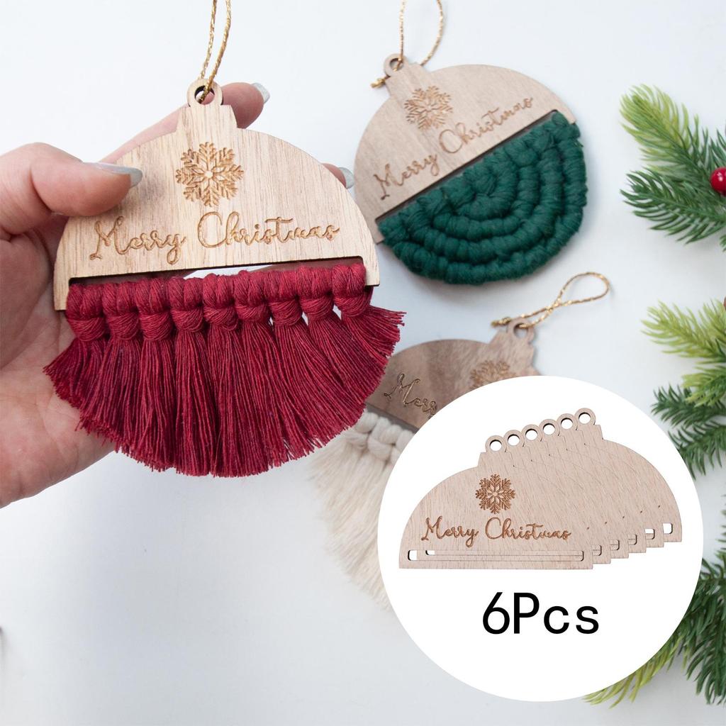 6x Macrame Ornaments Christmas Ornament DIY Semi Circle Hanging Pendants