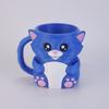 Blue Cat Ice Cream Cup Holder for 16 Oz Pints Ice Cream Cooler Container with Built-In Snack Drawer And Matching Spoon Comfortable Grip Soda Cup Gifts