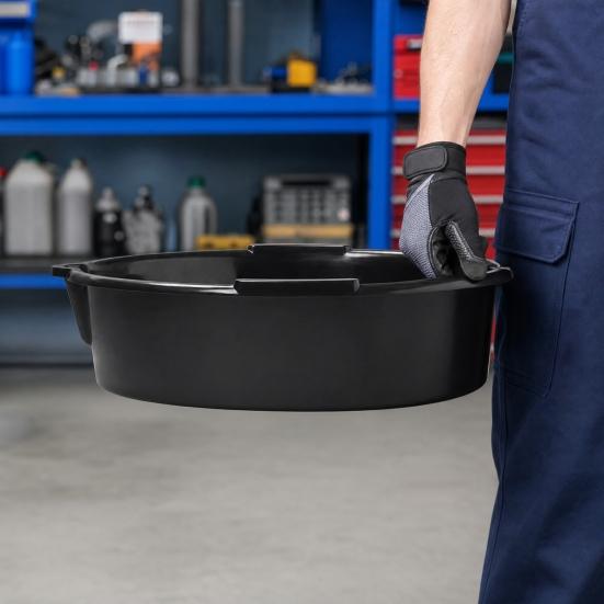 Yousheng Engine Oil Drain Pan 7-Quart Black Plastic Oil Change Pan, Waste Oil Catch Basin, Car Waste Oil Tray, Auto Repair Receiver