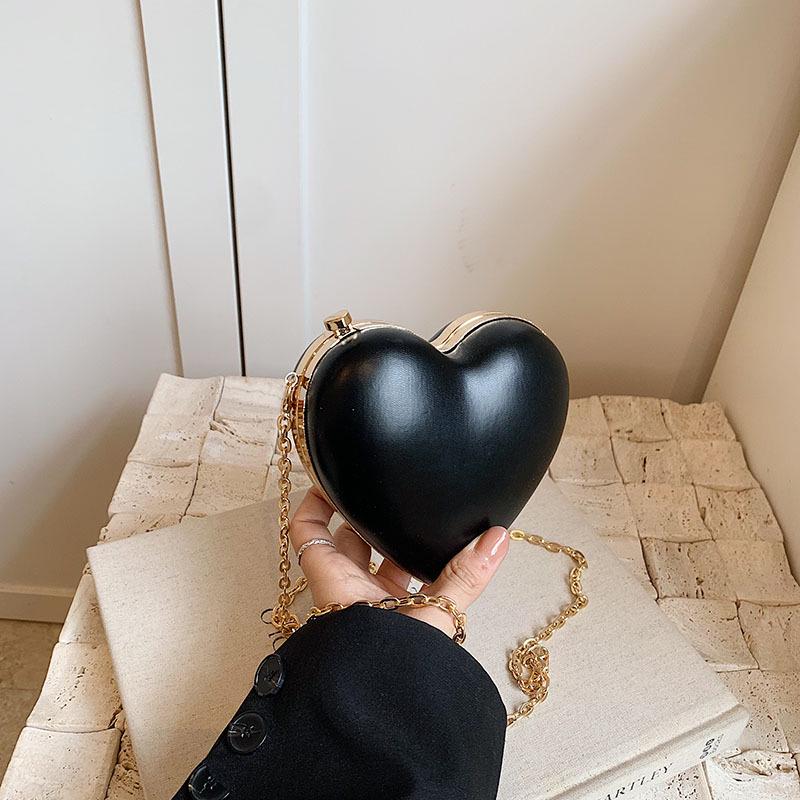 Women's Heart-Shaped Clip-On Mini Bag - 2024 Spring/Summer Chain Heart Bag with Girlish Charm