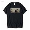 Meteora Rock Graffiti T-shirt Nera manica lunga o corta vintage Lavata Alla moda Casual streetwear Leggermente