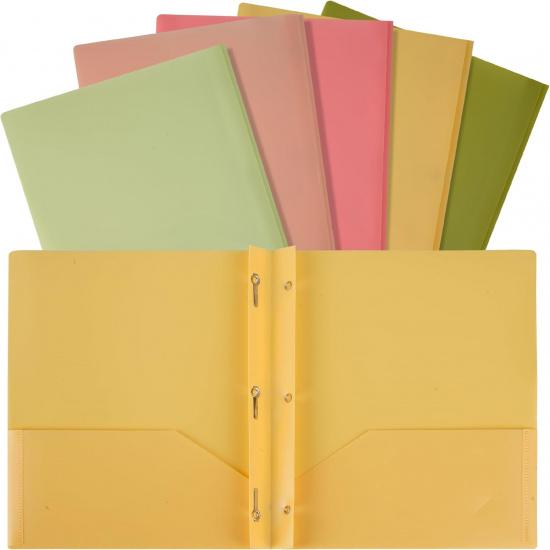 Mr. Pen- Plastic Folders with Pockets and Prong, 5 Pack, Assorted Colors, Pocket Folders, Folders with Prongs, File Folders with Fasteners, 2 Pocket