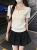 Women's Korean Style Ice Silk Polo Collar Short-Sleeve Top