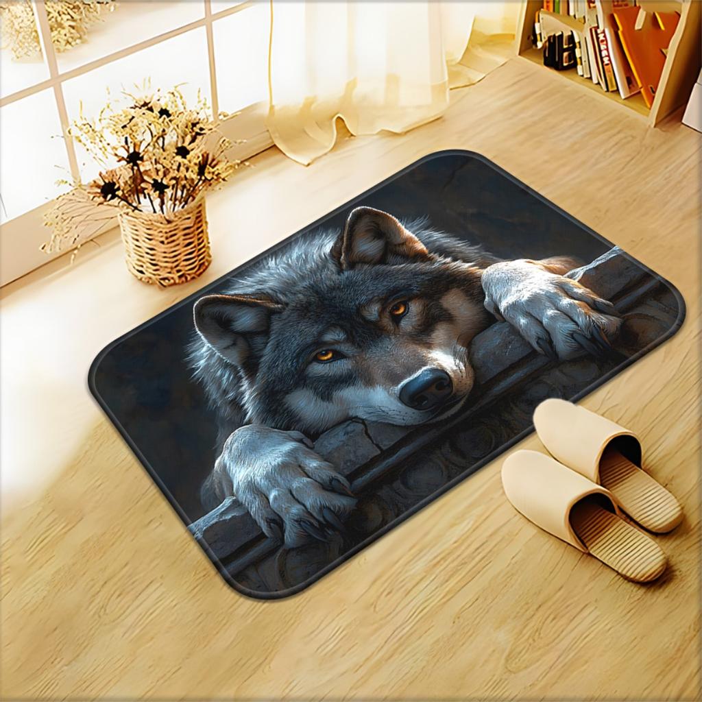 Premium Printed Wolf Print Doormat Outdoor Entrance Rug Indoor Polyester Mat Home Decor Gifts Modern Wildlife Mat