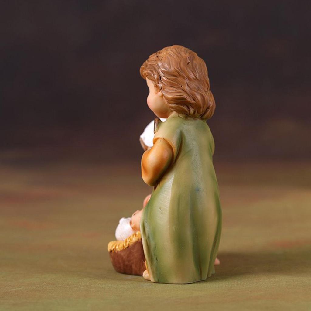 Nativity Figurines Resin Christmas Sculpture Decor Desktop Birth Of Jesus Statue For Bookcase Window Sill Bookshelf Display