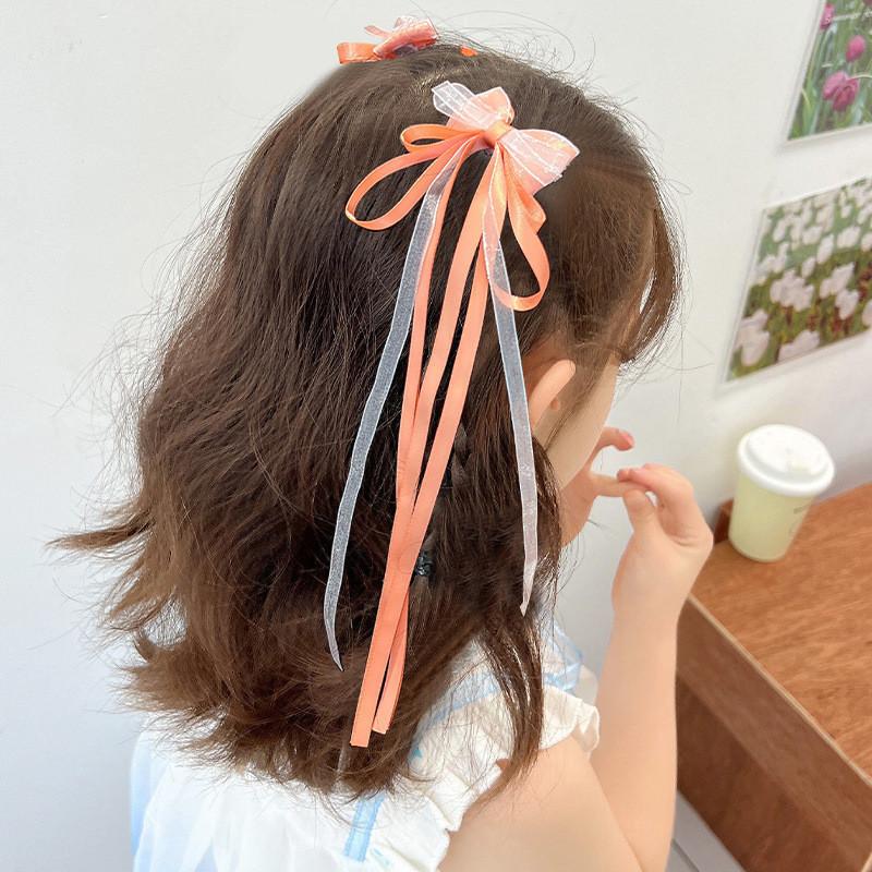 Solid Color Fabric Bow Ribbon Hair Cloth Braided Girl High Value Tassel Hairpin Girl Fashion Hairpin Hair Accessories