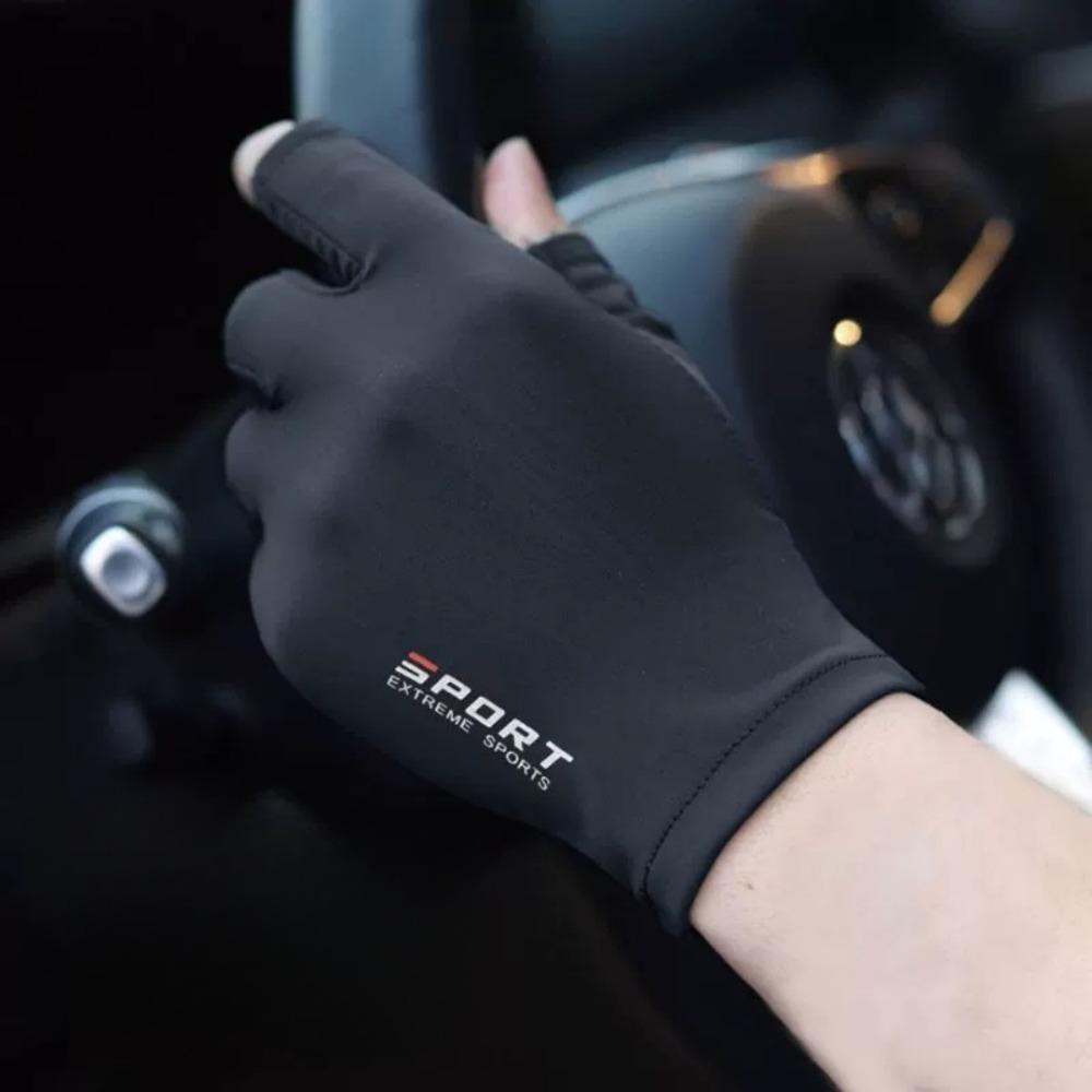 1 Pair Ice Silk Gloves Work Sunscreen Anti Slip Sweat Absorbing Touch Screen For Fitness Men'S Women'S With Exposed Fingers