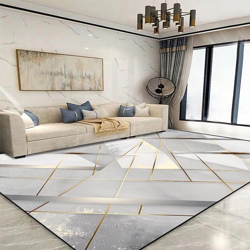 Modern Golden Geometric Carpet for Living Room Large Area Decoration Home Rugs for Bedroom Soft Non-slip 200x300 Lounge Sofa Mat
