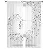 Rideau transparent noir et blanc avec Notes de musique, en Voile pour fenêtre de salon et de chambre à coucher, en Organza, en Tulle, pour fête
