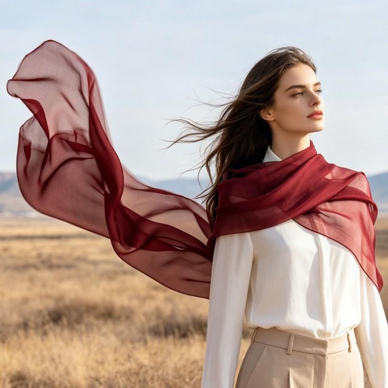 Long Silk Scarf Women Hand-painted Thin Shawl Versatile Elegant Fashion Accessory
