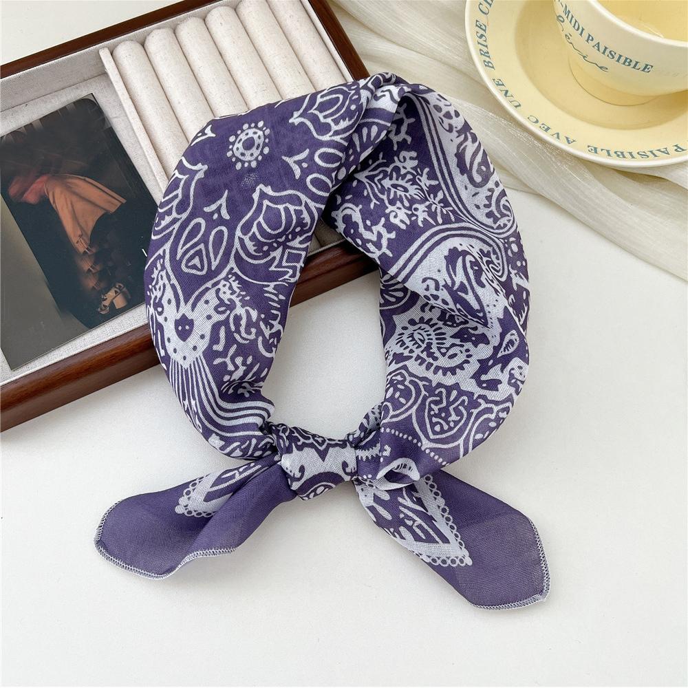 58cm Print Cotton Linen Square Neck Scarf Fashion Soft Floral Bandanas Headscarf Women Turban Head Wrap Elegant Neckerchief
