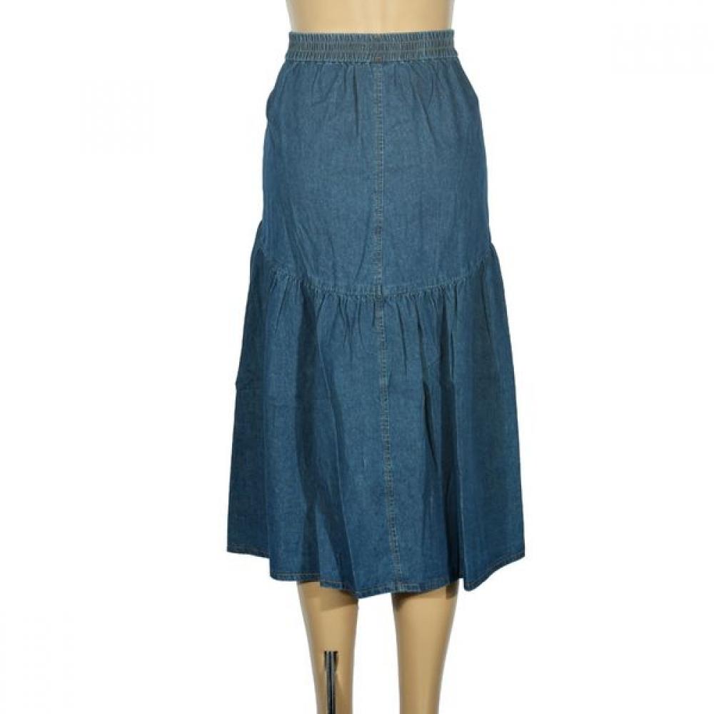 [Benetton] Benetton Tiered Denim Long Skirt Baskf1431
