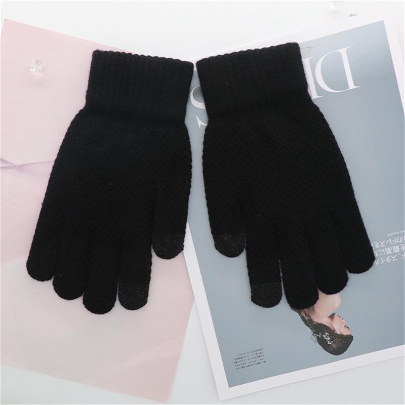 Zimowe rękawiczki z ekranem dotykowym Damskie Męskie Ciepłe Grube Elastyczne Dzianinowe Pełne Palce
