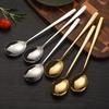 Korean Style 304 Stainless Steel Long Handle Spoon, Household Portable Soup/Bibimbap/Rice Spoon & Fork Set