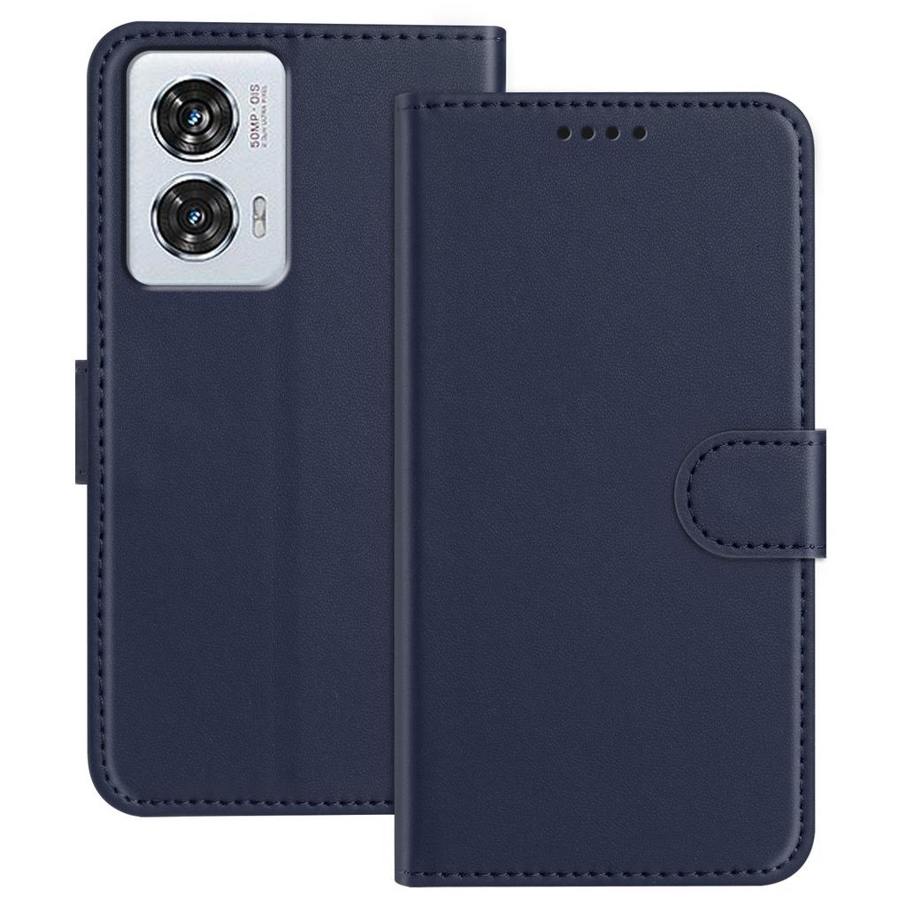 For Motorola Moto G85 5G/Motorola Edge 50 Fusion 5G Leather Case Wallet Stand Solid Color Anti Drop Phone Cover