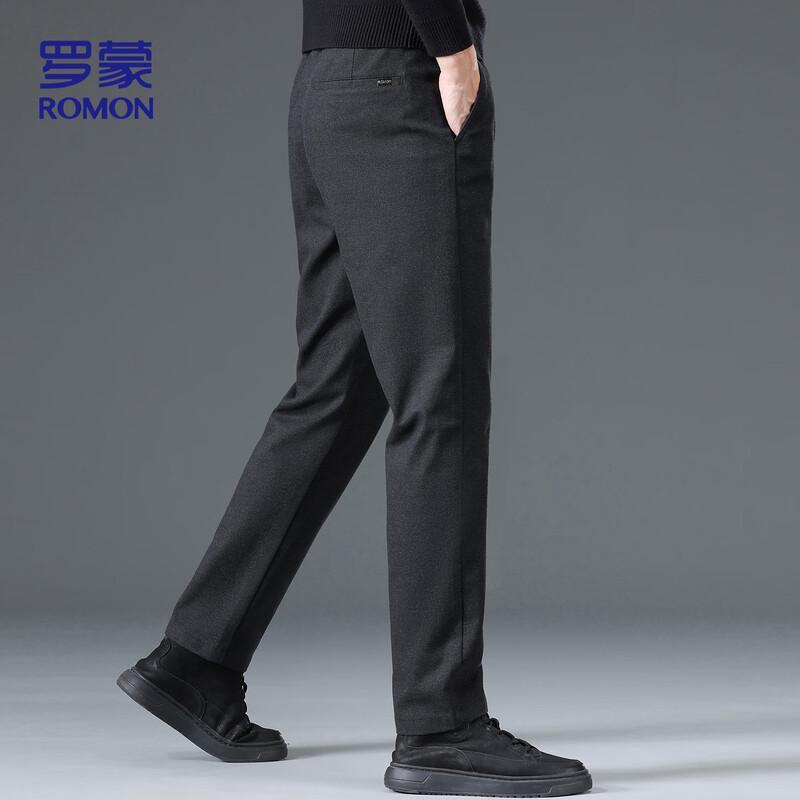 ROMON Men's Elastic Wrinkle-Free Business Casual Straight Leg Pants