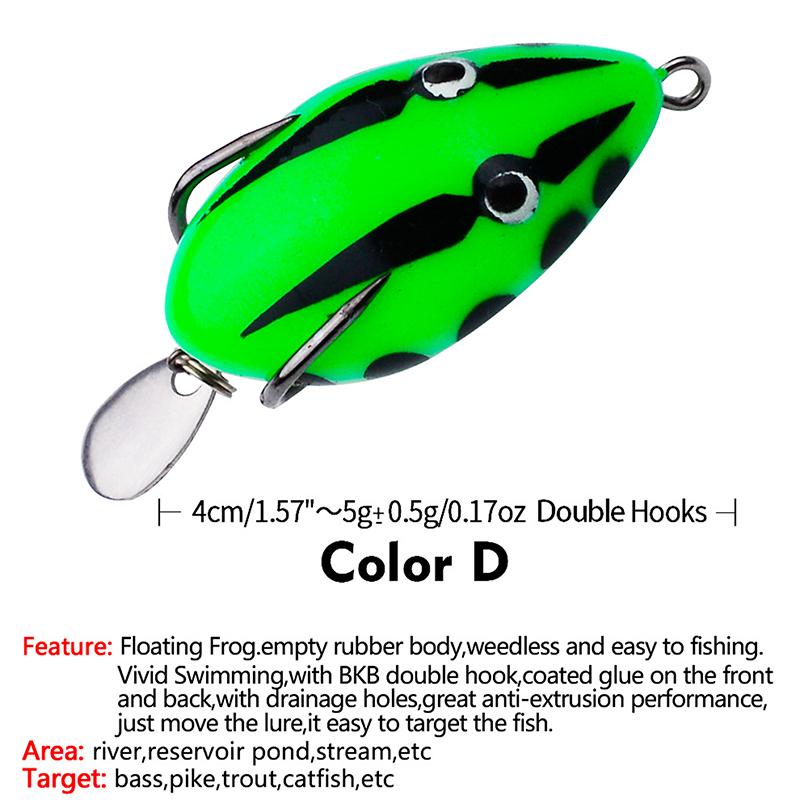 Umpan Katak 4Cm/5.6G Soft Frog Fishing Lure Mini Soft Lure Double Hooks Top Water Ray Frog Artificial Bait