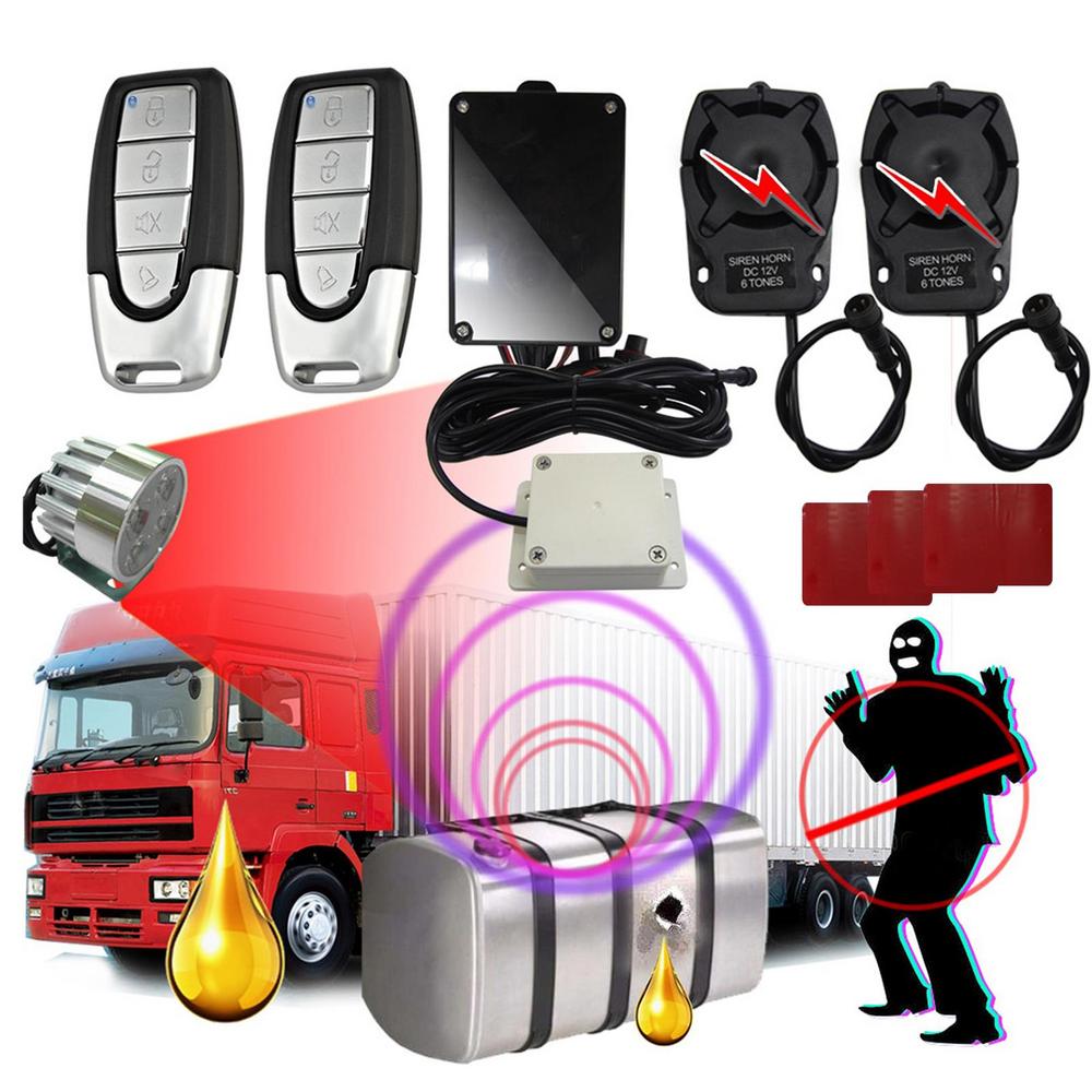12V-24V Truck Fuel Tank Burglar Alarm Radar Vibration Error-free Anti-theft Oil Alarm System Double Induction Spotlights
