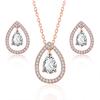 ZHOUYANG Earrings Necklace Jewelry Set For Women Luxury Hollowout Teardrop CZ Rose Gold Color Wedding Jewellry Wholesale S534