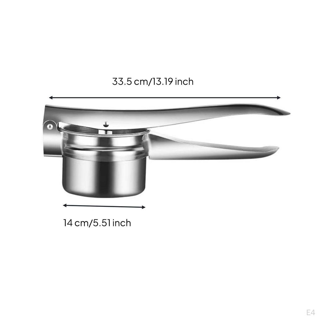 Stainless Steel Food Press Handheld Manual LongHandled Potato Ricer for Home Cooks,