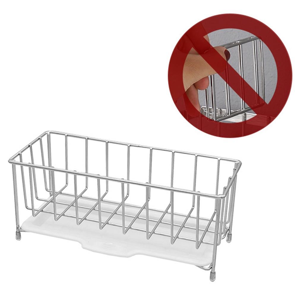 

Self-draining Kitchen Sink Rack Stainless Steel Drain Rack Organizer Countertop Silver no Separator Plate