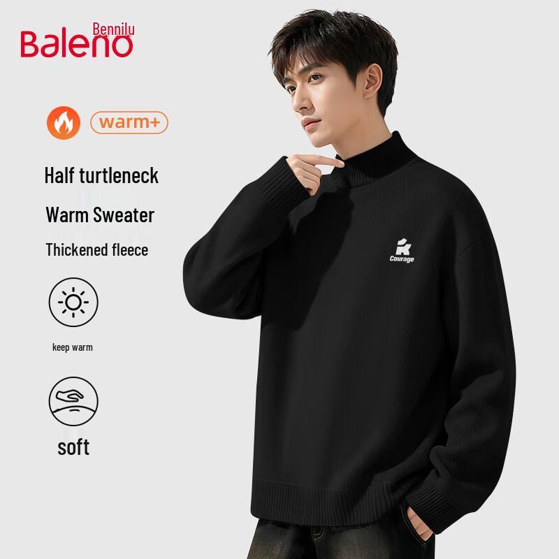 

Baleno Men s Half-High Collar Fleece-Lined Knitted Sweater 2XL