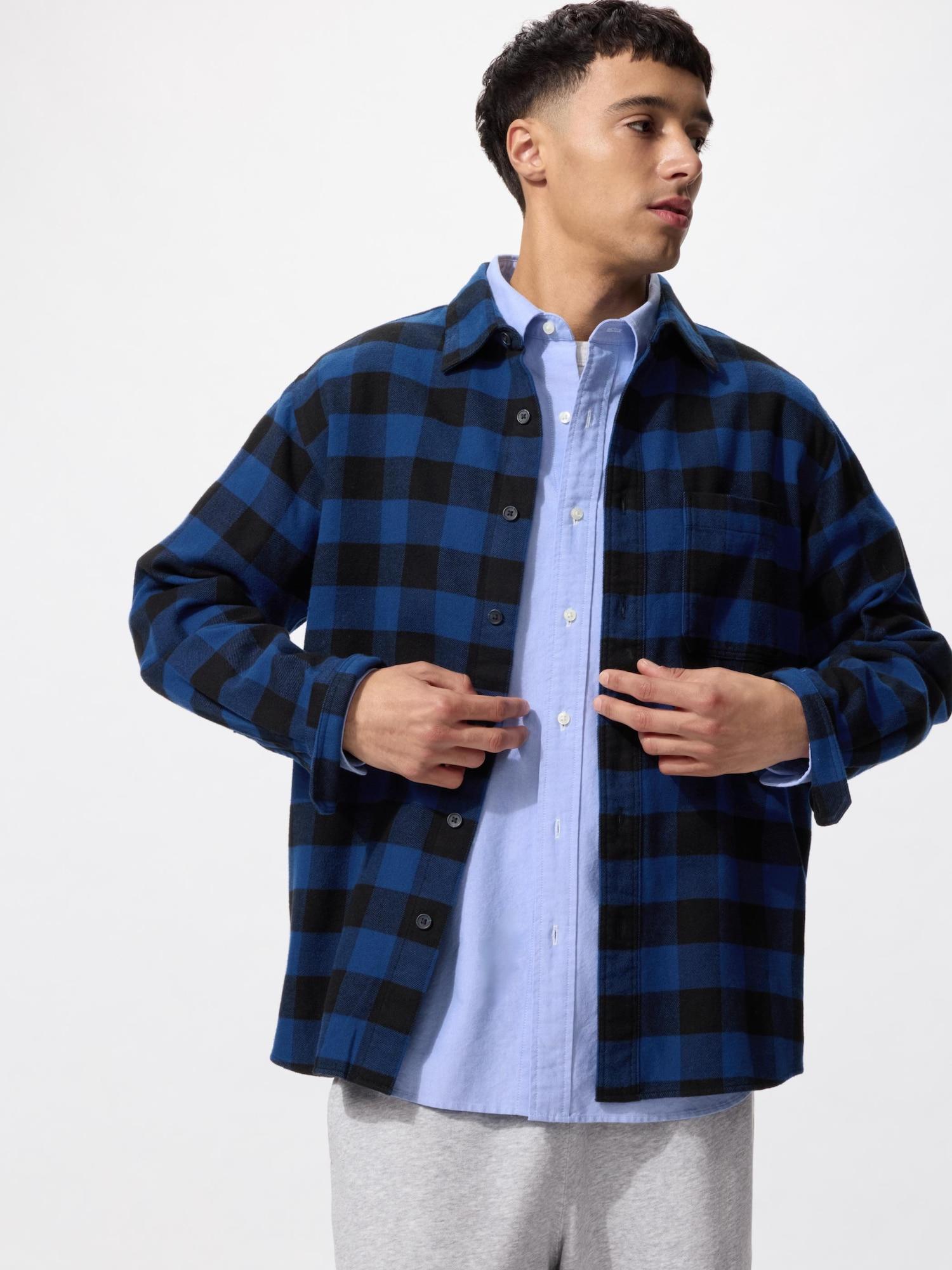 

Uniqlo Flannel Check Shirt LonG Sleeve G 65 BLUE/UNISEX 4XL