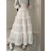 White Lace Cake Skirt, Slim Waist and Petite, Perfect for Women's Early Autumn Fashion