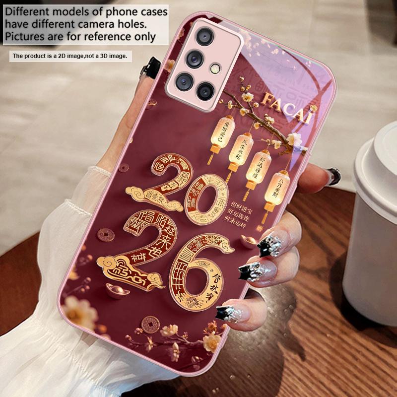 

Щасливого Нового року, 2026 Для Samsung A73 72 71 A70 56 55 54 A53 52 51 50 42 A35 A34 33 32 31 26 25 24 23 22 30 скляний чохол для телефону Galaxy A73 5G