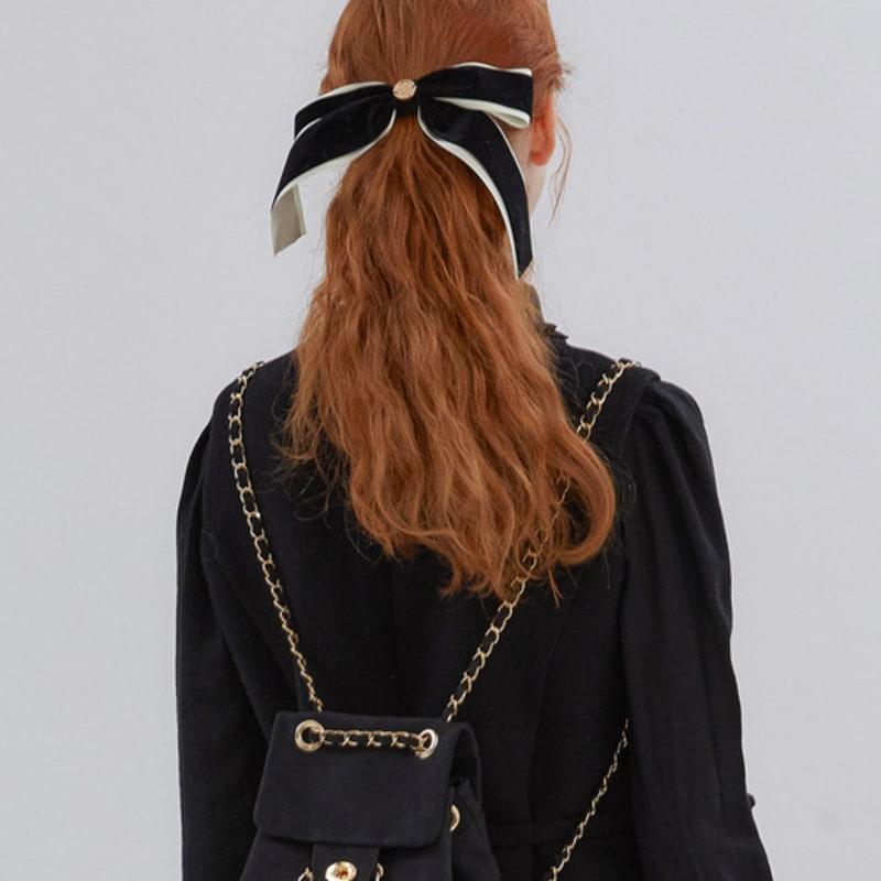 ANOETIC VELVET CLASSIC RIBBON HAIRPIN_BLACK