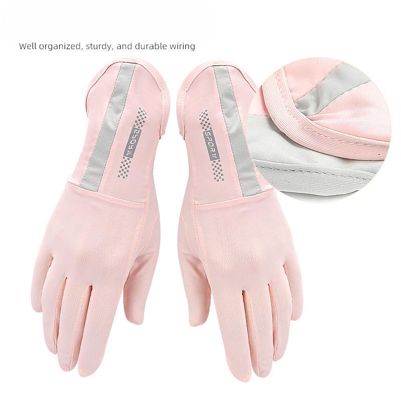 Long Summer Ice Silk Gloves UV Protection Women's Thin Driving Outdoor Riding Flip Touch Screen Gloves