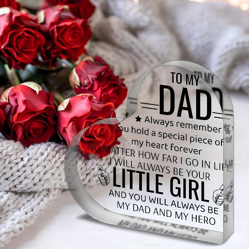 2D Flat Vintage Style Acrylic Heart Tabletop Decor, Father's Day Gift, Suitable for Wall Decoration, Porch, Room, Villa, Accents Home, Hallway, or Wor